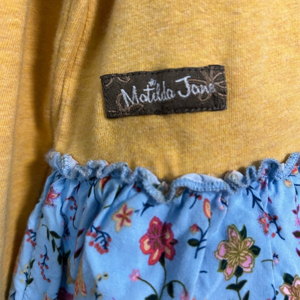 Matilda Jane Mustard Yellow Top with Floral Accents